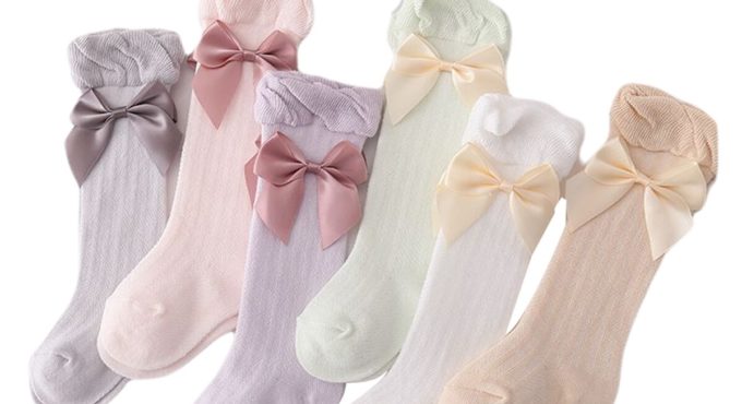 Newborn Baby Girls Boys Stockings Bowknot Cotton Breathable Long Tube Socks for 0-3 Years Girls