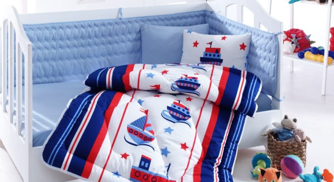 Cotton Box Baby Bedding Set, Baby Room Decor, Gifts, Quilt, Bed Sheets, Pillow Cases are manufactured in Turkey Maritime