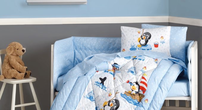 Cotton Box Baby Bedding Set, Baby Room Decor, Gifts, Quilt, Bed Sheets, Pillow Cases are manufactured in Turkey Penguen