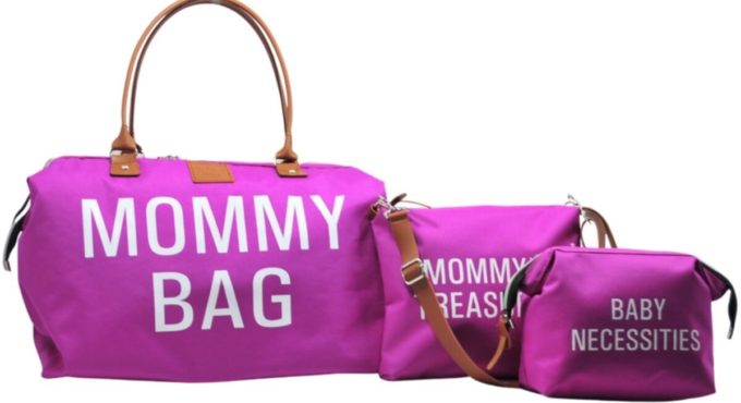 CHQEL Mommy Bag Design 3 Pcs Set Fuchsia Baby Mother Baby Care And Tote Bag