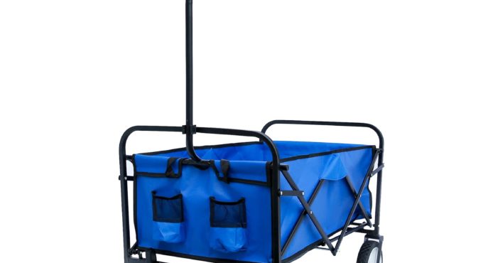 Folding Wagon Collapsible Outdoor Utility Wagon Heavy Duty Garden Portable Hand Cart Blue