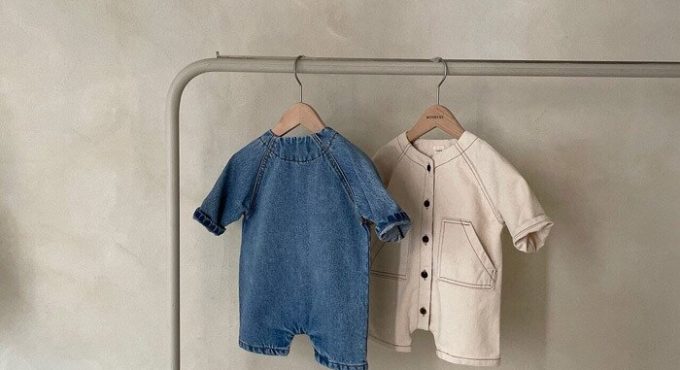 Children's Clothing Spring Korean Baby Romper Infant Solid Color Long Sleeve Cowboy Jumpsuit