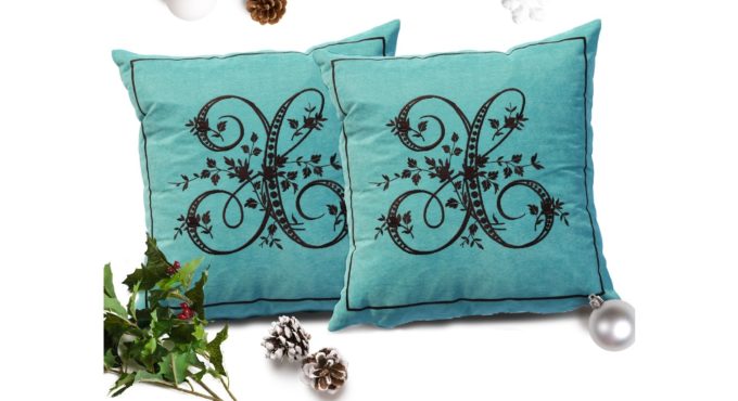 Set of 2 Cushion Cover Set with L Letter Decorative Embroidery THE STYLISH PILLOW FOR YOUR ROOMS FREE SHİPPİNG