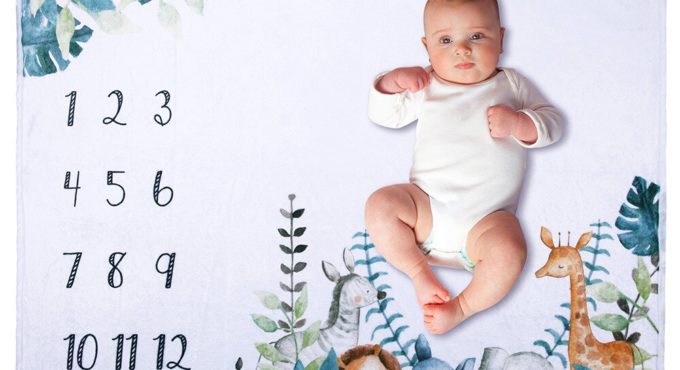 Flannel Blanket Digital Printing New images for 2021 Baby Milestone Photograph Carpet Soft And Comfortable For 0-1year 100x75cm