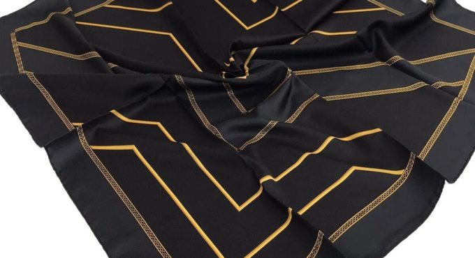 Women's Black Gold Twill Scarf