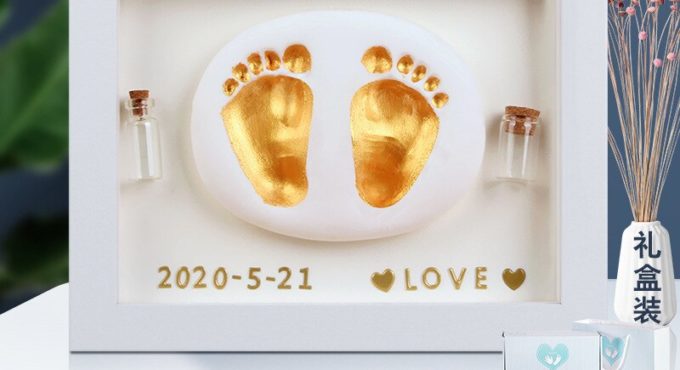 Baby hand and foot print mud hand and foot print photo frame souvenir baby newborn full moon hundred days commemorative gift