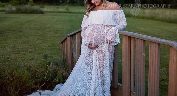 Sexy Lace Maternity Dresses For Photo Shoot Prop Long Sleeves Pregnancy Photography Dress Pregnant Women Maxi Maternity Gown