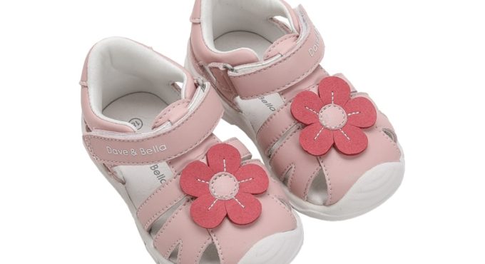 DBM17525 Dave Bella summer fashion baby girls floral appliques sandals new born infant shoes girl sandals cute shoes