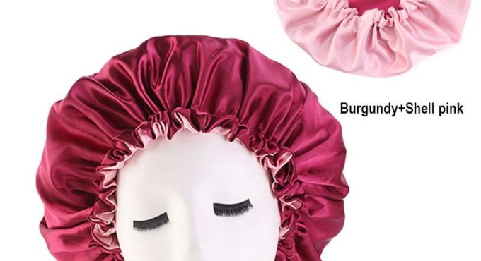 Soft Satin Sleeping Cap Salon Bonnet Night Cap Adjustable Women Head Cover for Beautiful Hair 7 Color