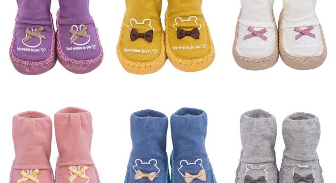 Cute Bowknot Baby Toddler Warm Breathable Indoor Floor Socks Anti-skid Shoes