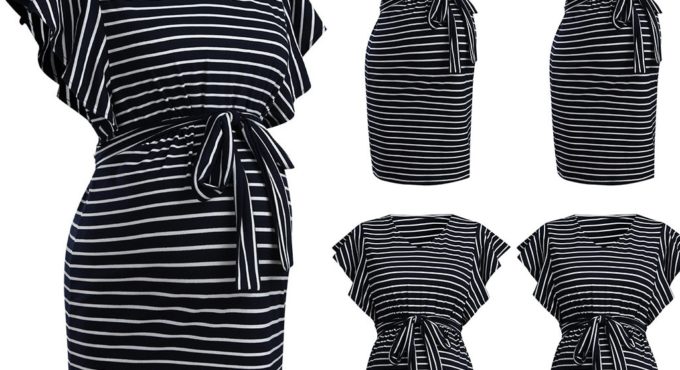 Maternity Dresses Women's Short Sleeve Pregnant Stripe Summer Ladies Strapless Dress Pregnancy Women Clothes платья для женщин