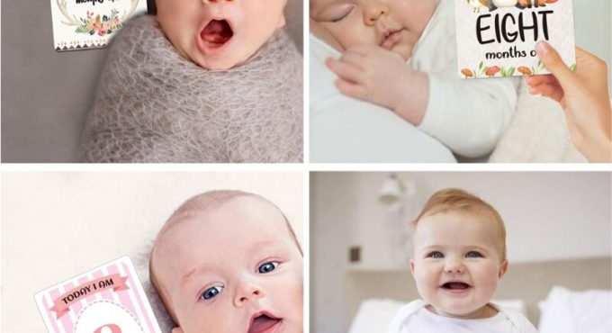 12 Sheet Baby Monthly Milestone Cards Birth to 12 Months Photo Prop Moment Cards GXMB