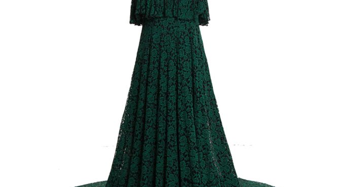 Dark Green Lace Fancy Maternity Dress Photography Long Pregnancy Shoot Dresses Clothes for Pregnant Women Maxi Gown Photo Props