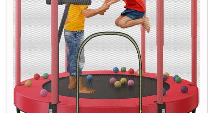 Elastic Jumping Bed Round Hard Children's Mini Trampoline Enclosure Net Pad Outdoor Exercise Home Toys Hop Couch Support 250KG