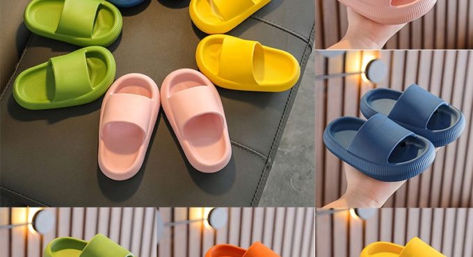 New 5 Color Boys Girls Soild Color Waterproof Anti-slip Bathroom Kids Soft Slippers Children's Slippers Summer cute Beach Shoes