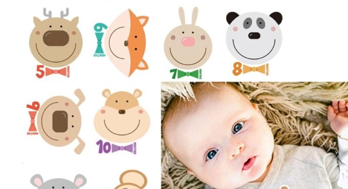 12Pcs Month Sticker Baby Photography Commemorative Card Milestone Sticker