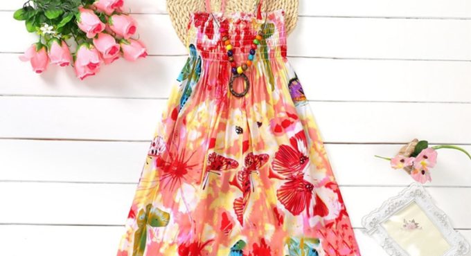 Infant Kids Girls Baby Clothes Vestidos Floral Bohemian Beach Straps Dress