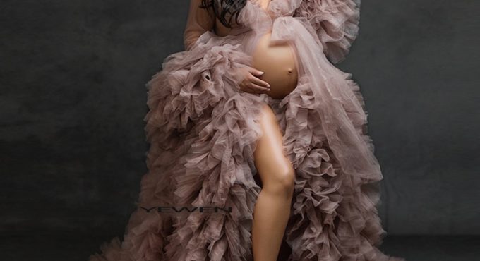 Cute Tulle Maternity Dress for Photo Shoot Pregnancy Long Ruffles Gown for Photography Baby Shower Dresses Maternity Photography