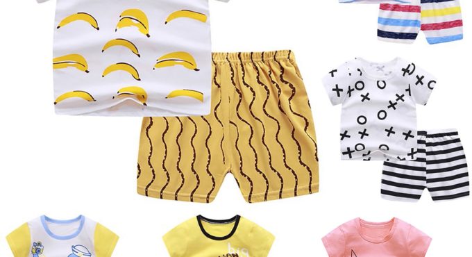 Toddler Child Set Baby Boys Girls Short Sleeve Cartoon Tops T-shirt + Pants Outfits Sets Infantil Kids Summer New Clothing