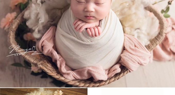 Newborn Photography Props Natural Linen Weaving Barrel Bed Fotografia for Baby Photo Shoot Handwoven Studio Props Accessories