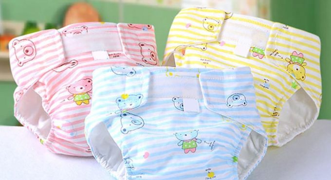 Cartoon Bear Striped Boys' Girls' Cloth Diaper Newborn Baby Adjustable Washable Reusable Soft Cotton Nappy Cover Training Pants