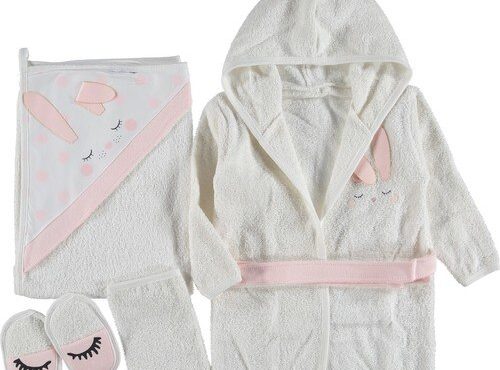 Miniworld Baby Girl Sleeping Rabbit Bathrobe Set