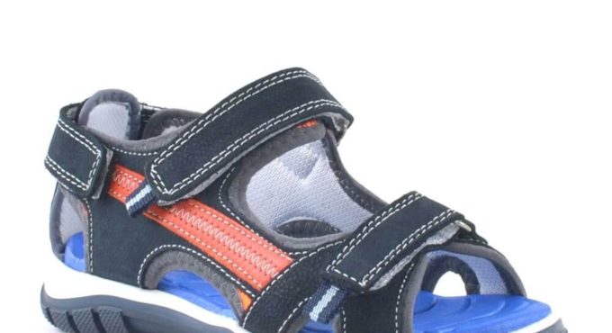 Rakerplus Genuine Leather Navy Blue Velcro Male Child Outdoor Sandals