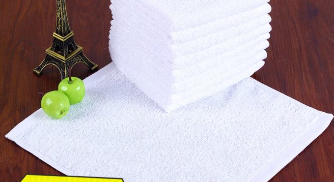 Pure cotton white square towel kindergarten square towel Hotel KTV hotel kitchen white small towel rag