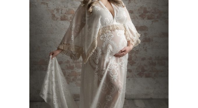 Photo Shoot Soft Maxi Long Bell Sleeves Boho Maternity Robe Pregnant Gown Woman Clothes for Photography Prop Baby Shower Costume