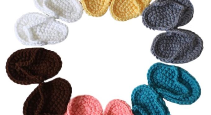 Newborn Baby Infant Photography Props Handmade Crochet Baby Slippers Newborn Photography Accessories For Baby 0-6 Months