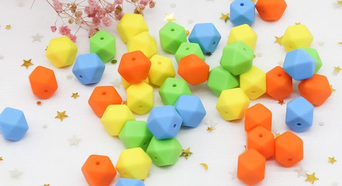 Cute-idea Hexagon Beads 17mm 500pcs Food Grade Silicone products Teething Pacifier Chain,Chew sensory Teether Baby Toys BPA Free