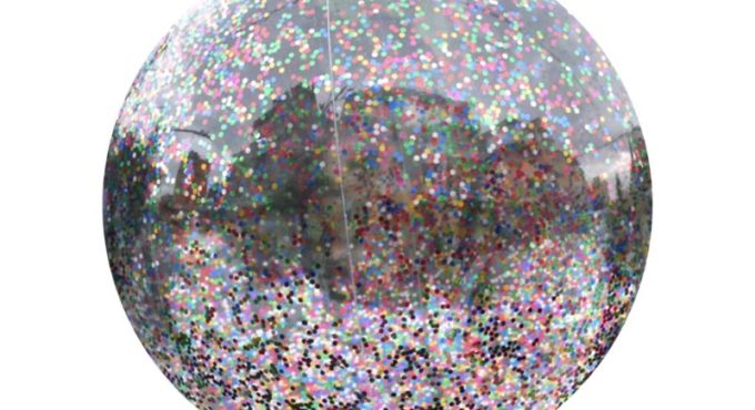 Inflatable Glitter Beach Ball 16inch/24inch Confetti Beach Ball Pool Summer Toy GXMB