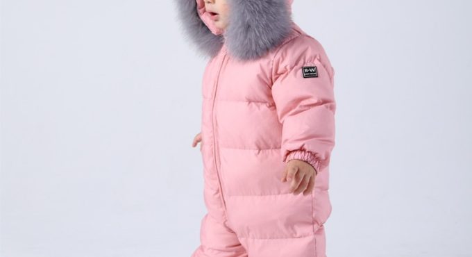 Children's Clothing Jumpsuit Baby Boys Girls Winter Warm 90% White Duck Down Hooded Clothes Thickening Parka Snowsuit Outwear