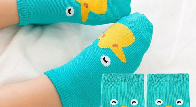 1Pair Children's Socks Spring And Summer Thick Cotton Cute Cartoon Anti-skid Breathable Floor Baby Short Socks