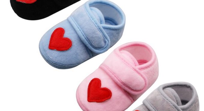 2021 Baby Heart Printing Solid Color Casual Shoes Cotton Shoes Baby Toddler Shoes Born Shoes New