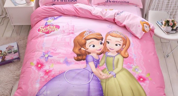 Disney Princess Sofia Cartoon Cotton Bedding Set Girls Bedroom Decorative Double Rear Size Sheet Quilt/Duvet Cover Home Spin