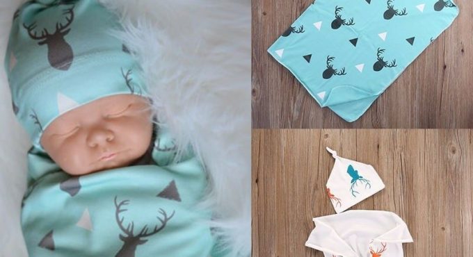 Newborn Infant Baby Boy Deer Swaddle Blanket Boy Sleeping Blanket Kids Bedding Stretch Deer Wrap Blanket Bath Towels