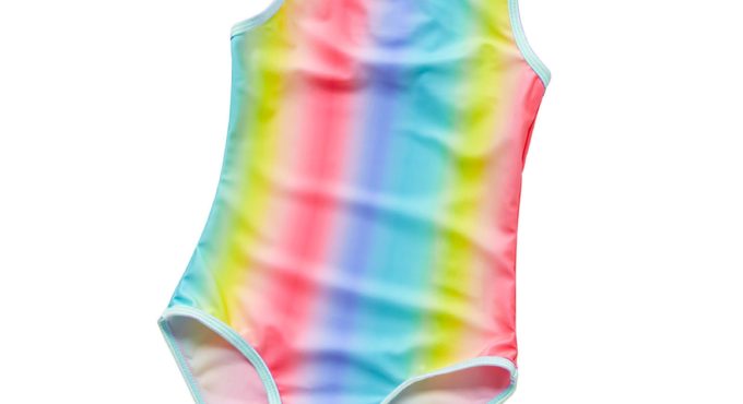 Tie Dye Girls Swimwear Summer Swimsuit Toddler Baby Kids Sleeveless Backless Rainbow Striped One Piece Bikini Beach Beachwear