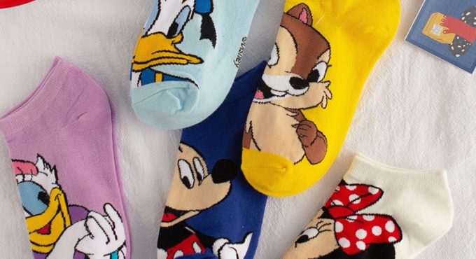 Spring and summer new adult candy color socks cute Mickey Donald Duck cartoon anime graffiti boat socks trendy cotton socks