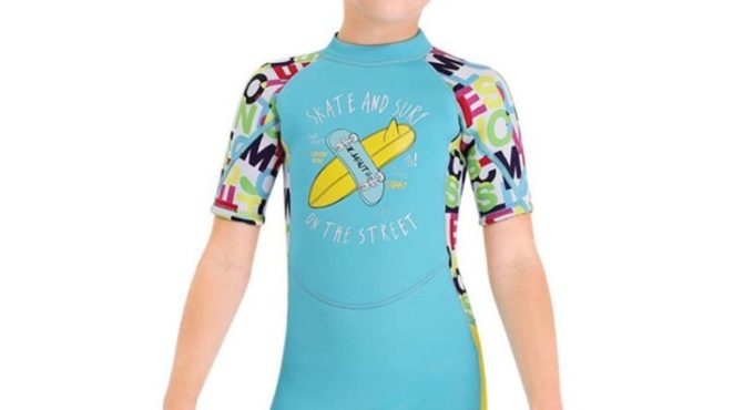 One-piece Short Sleeve Kids Wetsuit Thickening Warm Snorkeling Surfing Swimwear Diving Suit Children Water Sport