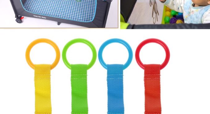 Baby Bed Portable Crib Stand Up Multi-color Wake Up Hook Pull Ring Foldable Pendants Toys