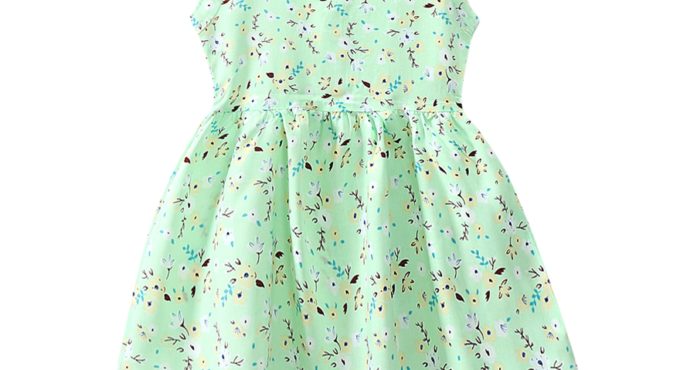 25# A-line O-neck Summer Dress Toddler Kids Baby Girls Sleeveless Floral Printing Dresses Beach Princess Baby Dress Vestidos