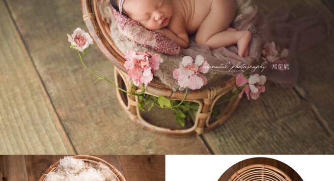 Newborn Photography Props Bamboo Baskets Baby Photo Bed Posing Props Infant Bebe Studio Shoot Accessories Full-moon Baby