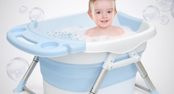 Infant Shining Baby Bath Large Collapsible Easy To Store With Bath Stool Safe Stable 0-12 Years Old Bath Barrel