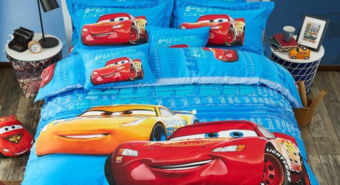 Home Textile Disney MC Queen Car Spiderman Super Hero 3D Bedding Set Boy Bedroom Decoration Blue Down Quilt Cover 3/4 Piece