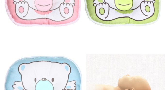 1pc Soft Cartoon Bear Baby Shaping Cotton Pillow Newborn Anti Flat Head Syndrome for Crib Cot Bed Neck Support Concave Pillows