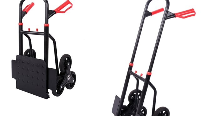 Portable Stair Climbing Hand Truck Luggage Cart Can Load 260 LBS, Heavy-Duty Trolley with Telescoping Handle & Rubber Wheels