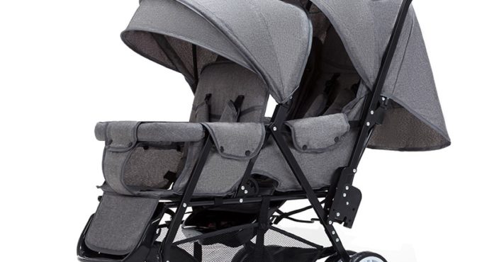 Twin Stroller Double Stroller Lightweight Folding Front and Rear Seats Can Sit and Lie Baby Stroller