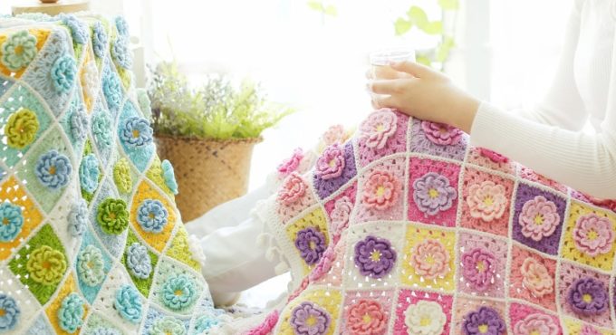 Handmade patterned blanket swaddling hand-made baby wool crochet knitting medium and coarse cotton baby