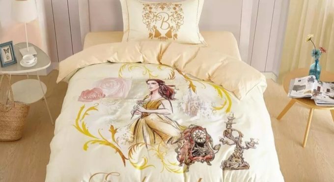 Disney Beauty and Beast Pattern Bedding Bunny 3D-printed Princess Duvet Quilt Cover Pillowcase Bed Sheet Girl Child Birthday